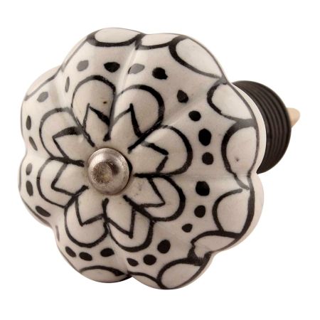 Black Flower Ceramic Wine Stopper in Golden Fitting
